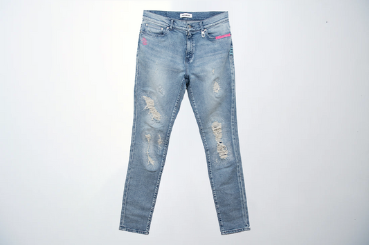 “E”CRUSHED&REPAIRED DENIM